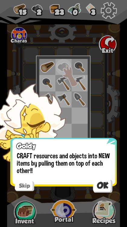 O-Nio!-Screenshot: Crafting mit Goldy